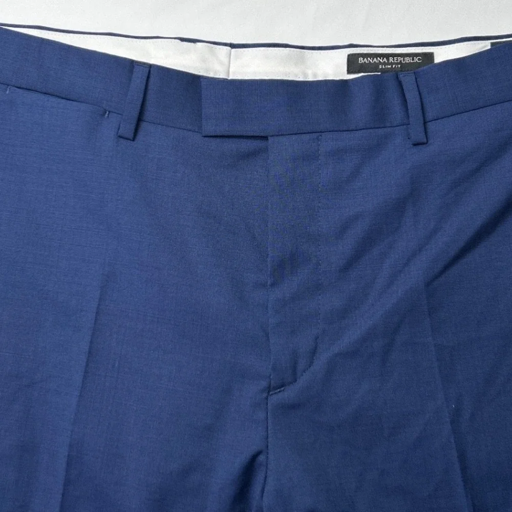 Banana Republic Mens Reda Italian Wool Slim Fit Dress Pants Size 35x32 Navy Blue